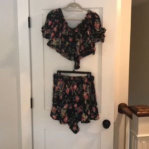 Free people floral shorts set